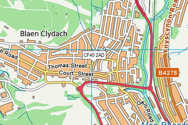 CF40 2AD map - OS VectorMap District (Ordnance Survey)