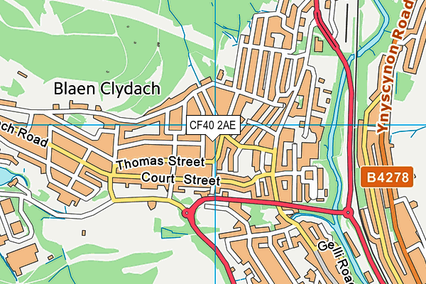 CF40 2AE map - OS VectorMap District (Ordnance Survey)