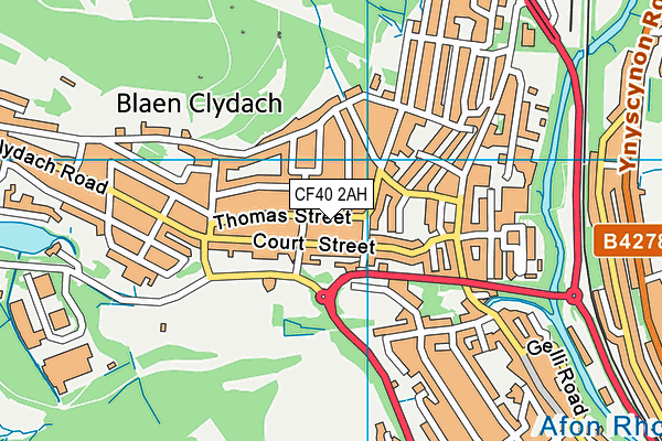 CF40 2AH map - OS VectorMap District (Ordnance Survey)