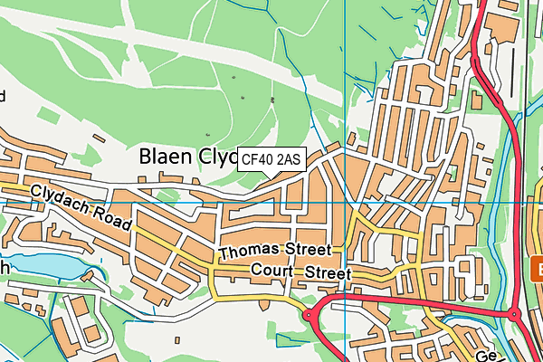 CF40 2AS map - OS VectorMap District (Ordnance Survey)