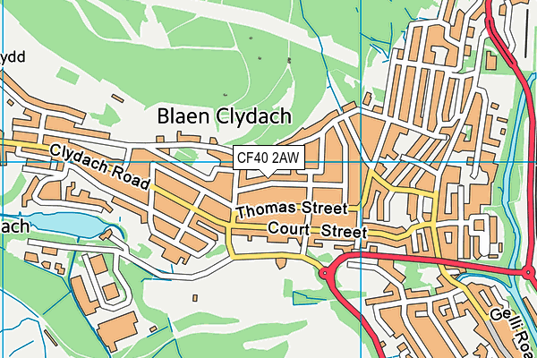 CF40 2AW map - OS VectorMap District (Ordnance Survey)