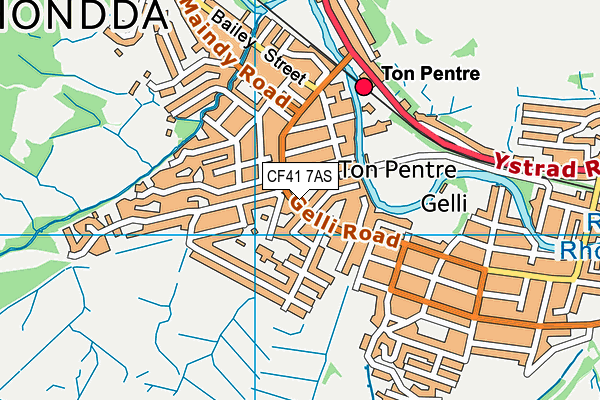 CF41 7AS map - OS VectorMap District (Ordnance Survey)