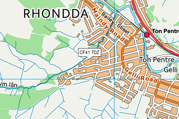 CF41 7DZ map - OS VectorMap District (Ordnance Survey)