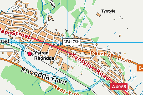 CF41 7SH map - OS VectorMap District (Ordnance Survey)