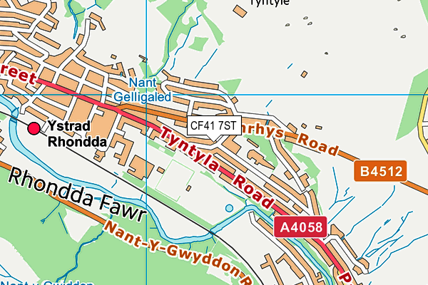 CF41 7ST map - OS VectorMap District (Ordnance Survey)