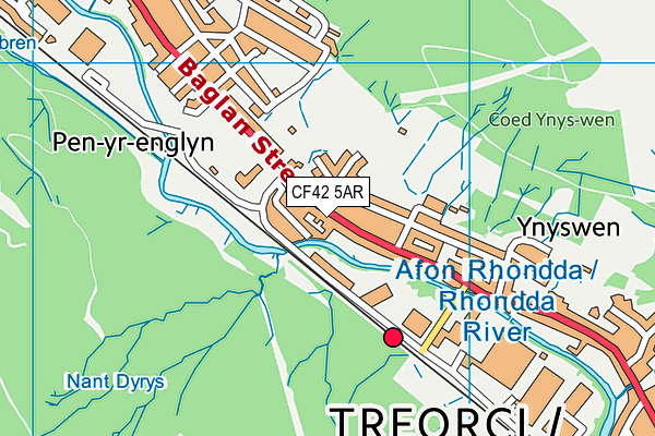 CF42 5AR map - OS VectorMap District (Ordnance Survey)