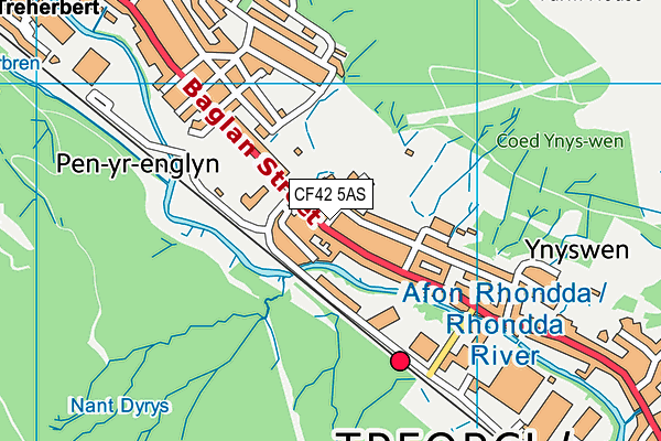 CF42 5AS map - OS VectorMap District (Ordnance Survey)