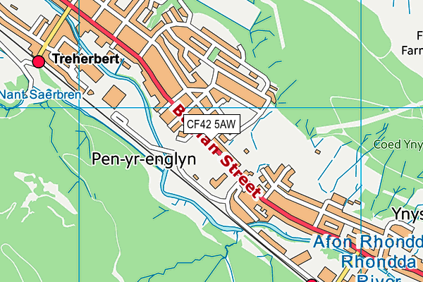 CF42 5AW map - OS VectorMap District (Ordnance Survey)