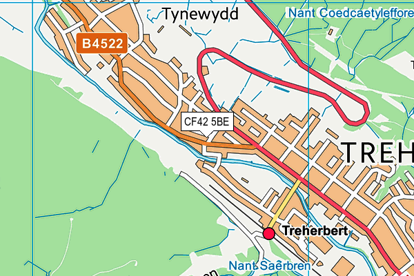 CF42 5BE map - OS VectorMap District (Ordnance Survey)