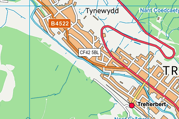 CF42 5BL map - OS VectorMap District (Ordnance Survey)