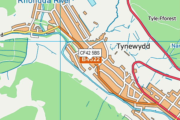 CF42 5BS map - OS VectorMap District (Ordnance Survey)