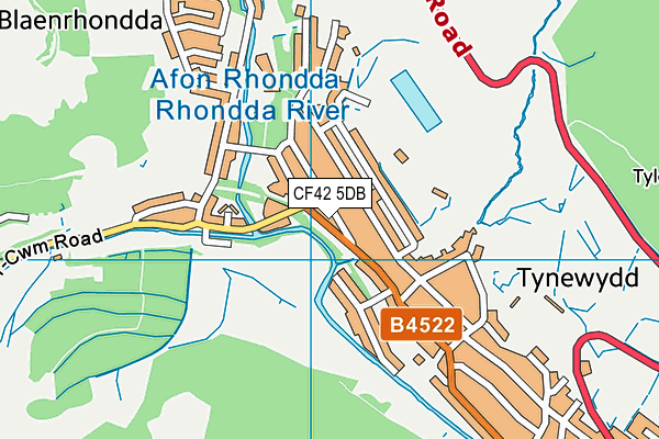 CF42 5DB map - OS VectorMap District (Ordnance Survey)