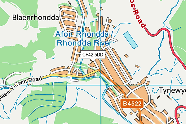 CF42 5DD map - OS VectorMap District (Ordnance Survey)