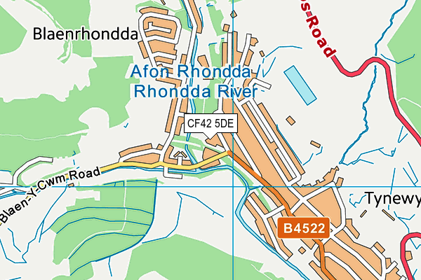 CF42 5DE map - OS VectorMap District (Ordnance Survey)