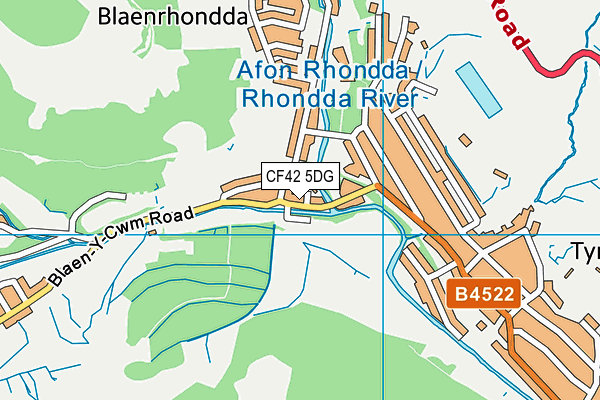 CF42 5DG map - OS VectorMap District (Ordnance Survey)