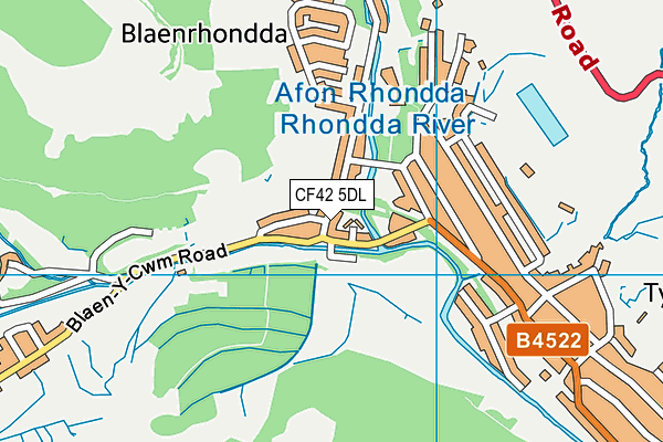 CF42 5DL map - OS VectorMap District (Ordnance Survey)