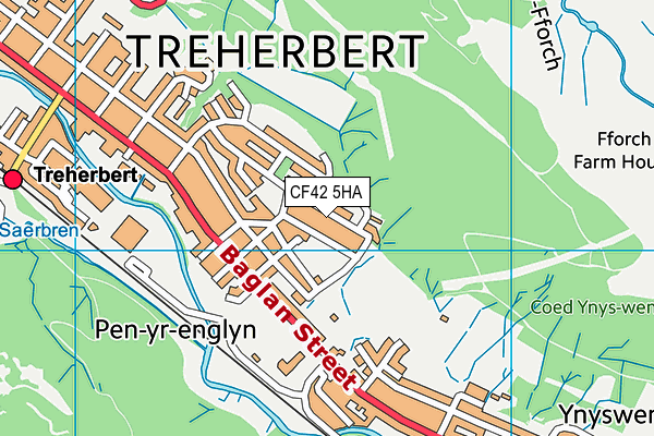 CF42 5HA map - OS VectorMap District (Ordnance Survey)
