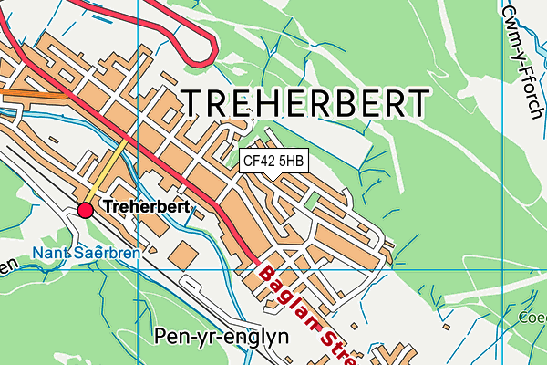 CF42 5HB map - OS VectorMap District (Ordnance Survey)