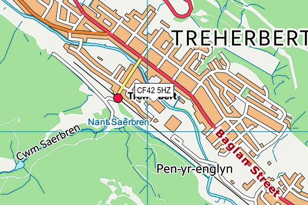 CF42 5HZ map - OS VectorMap District (Ordnance Survey)