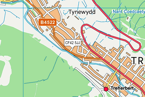 CF42 5JJ map - OS VectorMap District (Ordnance Survey)