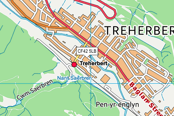 CF42 5LB map - OS VectorMap District (Ordnance Survey)