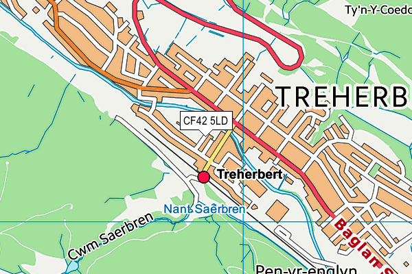 CF42 5LD map - OS VectorMap District (Ordnance Survey)