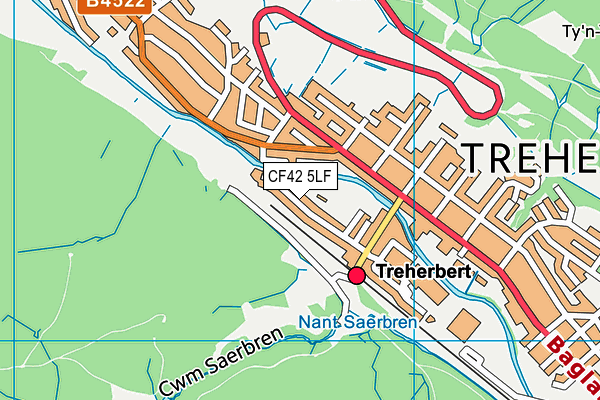 CF42 5LF map - OS VectorMap District (Ordnance Survey)