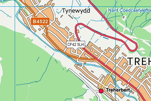CF42 5LH map - OS VectorMap District (Ordnance Survey)