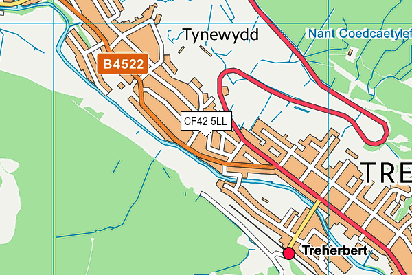 CF42 5LL map - OS VectorMap District (Ordnance Survey)