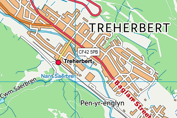 CF42 5PB map - OS VectorMap District (Ordnance Survey)