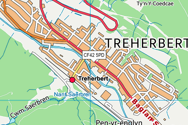 CF42 5PD map - OS VectorMap District (Ordnance Survey)