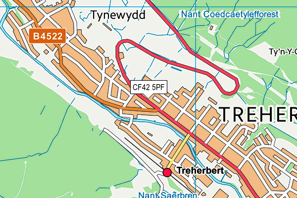 CF42 5PF map - OS VectorMap District (Ordnance Survey)