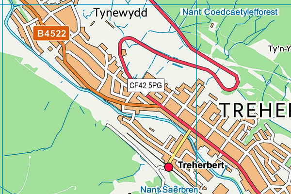 CF42 5PG map - OS VectorMap District (Ordnance Survey)