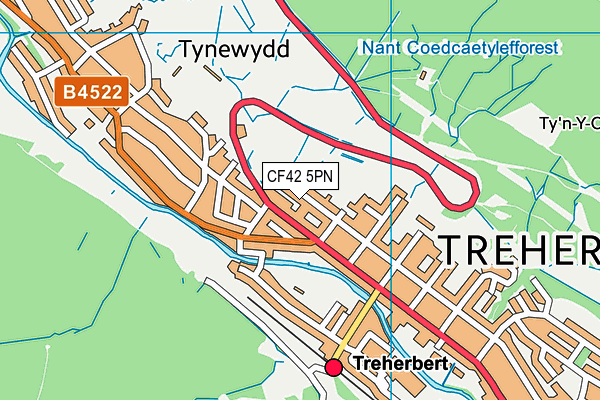 CF42 5PN map - OS VectorMap District (Ordnance Survey)