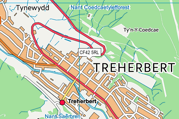 CF42 5RL map - OS VectorMap District (Ordnance Survey)