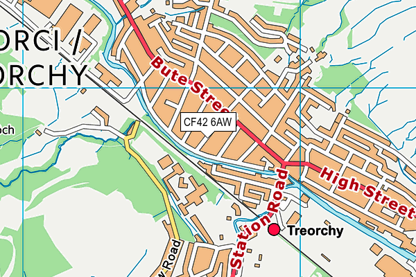 CF42 6AW map - OS VectorMap District (Ordnance Survey)