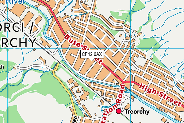 CF42 6AX map - OS VectorMap District (Ordnance Survey)