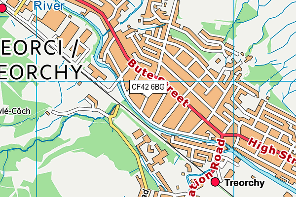 CF42 6BG map - OS VectorMap District (Ordnance Survey)