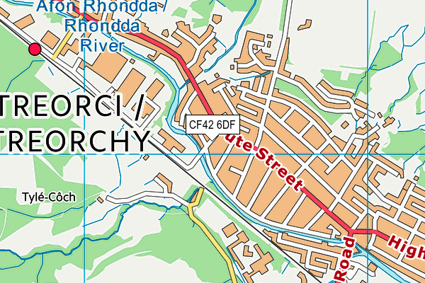 CF42 6DF map - OS VectorMap District (Ordnance Survey)