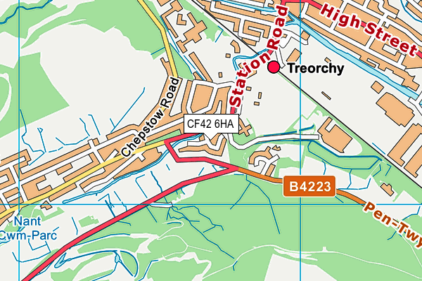 CF42 6HA map - OS VectorMap District (Ordnance Survey)