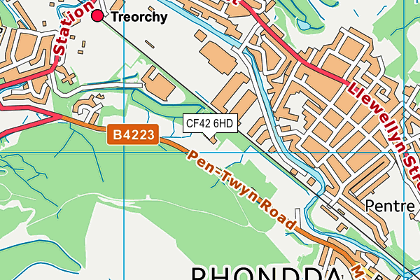 CF42 6HD map - OS VectorMap District (Ordnance Survey)