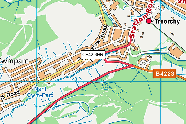 CF42 6HR map - OS VectorMap District (Ordnance Survey)