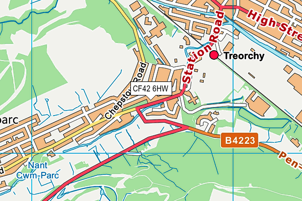 CF42 6HW map - OS VectorMap District (Ordnance Survey)