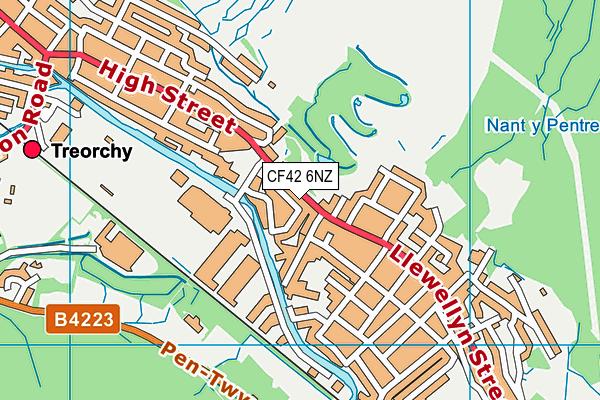 CF42 6NZ map - OS VectorMap District (Ordnance Survey)