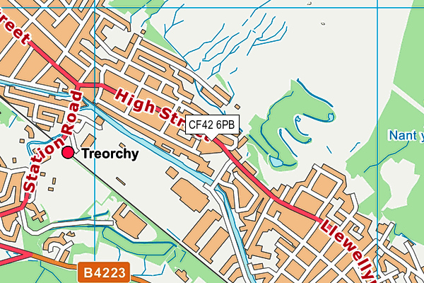 CF42 6PB map - OS VectorMap District (Ordnance Survey)