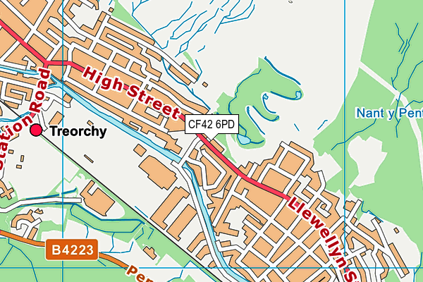 CF42 6PD map - OS VectorMap District (Ordnance Survey)