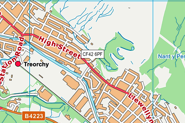 CF42 6PF map - OS VectorMap District (Ordnance Survey)