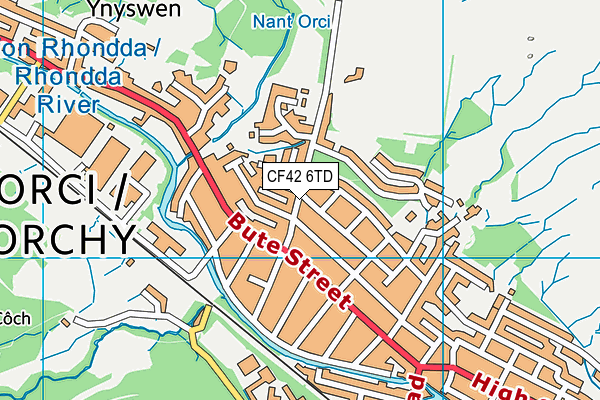 CF42 6TD map - OS VectorMap District (Ordnance Survey)