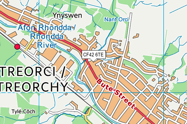 CF42 6TE map - OS VectorMap District (Ordnance Survey)
