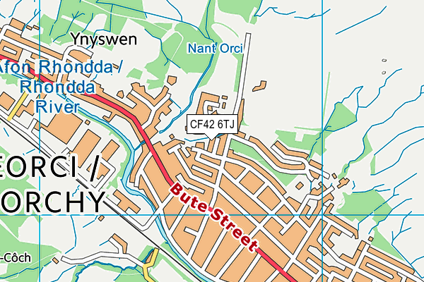 CF42 6TJ map - OS VectorMap District (Ordnance Survey)